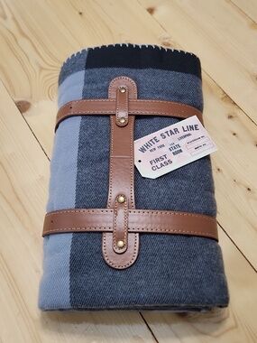 Ship of Dreams Travel Blanket Plaid Gray Cottagecore Faux Cashmere 71"x47"